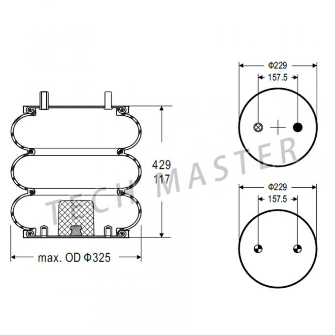 Firestone W01-358-8018, ressorts pneumatiques en caoutchouc compliqués de Contitech FT330-29 434