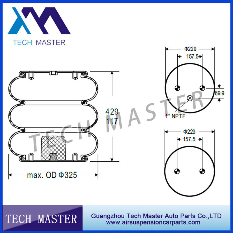 Pièce compliquée triple de voiture de la suspension W01-358-8014 d'air de ressort pneumatique pour le camion Firestone
